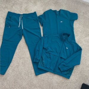 Figs Teal Scrub Set with Jacket